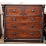 A 19TH CENTURY MAHOGANY SECRETAIRE CHEST the secretaire drawer over three further drawers and with