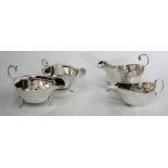 FOUR VARIOUS SILVER SAUCE BOATS of varying sizes (4)