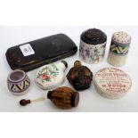 A VICTORIAN TORTOISESHELL CHEROOT CASE dated 1892 together with three Chinese snuff bottles, two