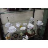A SELECTION OF 19TH AND 20TH CENTURY MEISSEN PORCELAIN including tea cups, saucers, small cream jug,