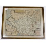 L. OVERTON Antiquarian map with later hand colouring of Staffordshire and Cheshire, 37cm x 48cm