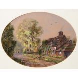 GEORGINA M.STEEPLE An old cottage at Packington, Warwickshire, signed and dated 1861, watercolour,