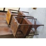 TWO ANTIQUE BEDSIDE TABLES, both fitted with a single frieze drawer and one with shaped top (2)