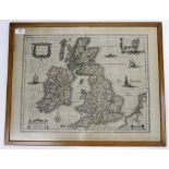 AN UNSIGNED ANTIQUARIAN MAP TITLED 'MAGNAE BRITANNIAE ET HIBERNIAE TABVLA' with hand coloured and