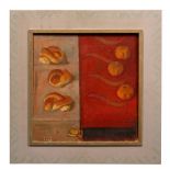 *ROBERT ORGAN (b.1933) 'Three Rolls and Three Mandarins', oil on canvas attached to plywood,