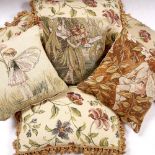 A SELECTION OF FRENCH EMBROIDERED AND TAPESTRY TASSELED EDGE CUSHIONS (a lot)