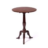 AN 18TH CENTURY MANX TYPE TRIPOD TABLE with later mahogany circular top and on typical base with