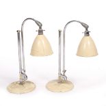 ROBERT DUDLEY BEST (1892 - 1984) pair of Bestlite 'BL1' table lamps, chrome with cream shade and
