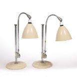 ROBERT DUDLEY BEST (1892 - 1984) pair of Bestlite 'BL1' table lamps, chrome with cream shade and