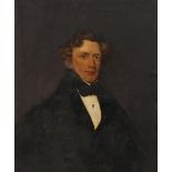 A 19TH CENTURY HEAD AND SHOULDER PORTRAIT of a gentleman, oil on canvas, 73cm x 60cm