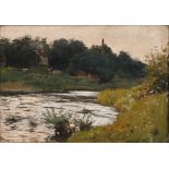 *ATTRIBUTED TO ERIC HENRI KENNINGTON (1888 - 1960) River landscape, oil on canvas board, unsigned,