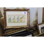 A GROUP OF VARIOUS DECORATIVE WATERCOLOURS, PRINTS AND OTHER PICTURES to include a pair of