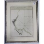 AN ANTIQUE HAND COLOURED MAP of False Baye by Dalrymple, 48cm x 35cm