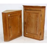 TWO 19TH CENTURY PINE CORNER CABINETS the largest 80cm wide x 113cm high