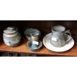 A SELECTION OF 20TH CENTURY STUDIO POTTERY to include a St Ives tankard possibly by Bernard Leach, a