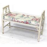 A PAINTED FAUX BAMBOO UPHOLSTERED WINDOW SEAT 90cm wide