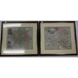 TWO ANTIQUE HAND COLOURED MAPS by J B Homanno, one depicting Germany, the other Austria, each