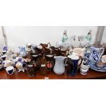 A SELECTION OF CHINA AND CERAMICS to include a selection of Victorian lustre ware, a pair of