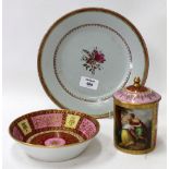 A LATE 18TH CENTURY CHINESE EXPORT PORCELAIN PLATE 23cm diameter; a continental porcelain cup and