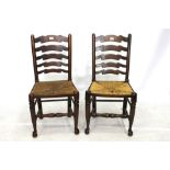 A SET OF EIGHT LANCASHIRE BACKED RAFIA STRUNG DINING CHAIRS 94cm high