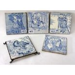 A SELECTION OF JOSIAH WEDGWOOD TILES to include calendar months of the year, and a bird with nest,