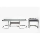 MANNER OF WILLIAM PLUNKETT Coffee table and matching nest of three tables of curved form,