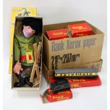 A TRI-ANG TIN PLATE TRAIN SET some with original boxes and a boxed Pelham puppet 'The Giant'