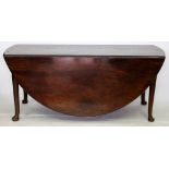 A LARGE GEORGE III MAHOGANY DROP FLAP DINING TABLE 165cm approximately x 69cm