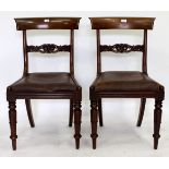 A SET OF ELEVEN VICTORIAN MAHOGANY BAR BACK DINING CHAIRS with faux snake skin upholstered seats, on