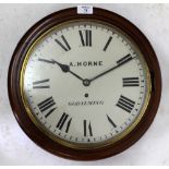 A VICTORIAN DIAL CLOCK with mahogany case, the dial with Roman numerals and signed A Horne of