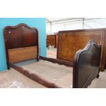 A FRENCH MAHOGANY LOUIS XV STYLE SINGLE BEDSTEAD 107cm wide approximately