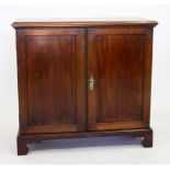 A VICTORIAN MAHOGANY DWARF CABINET with chevron inlay fitted with two fielded panel doors and