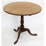 A 19TH CENTURY MAHOGANY TILT TOP TRIPOD TABLE the circular top 82cm diameter