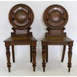 A PAIR OF OAK HALL CHAIRS 43cm wide