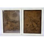 TWO ANTIQUE TAPESTRIES each depicting sea life, 63cm x 88cm