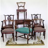 A REGENCY STYLE BRASS FENDER, a selection of dining chairs to include two late 18th / early 19th