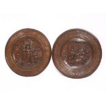 A PAIR OF VICTORIAN ELKINGTON & CO ELECTROTYPE ROUNDELS each depicting classical scenes, one after