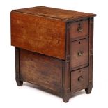 AN EARLY 19TH CENTURY COLONIAL HARDWOOD SIDE TABLE fitted with three drawers to one end flanked by