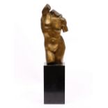 20TH CENTURY ENGLISH SCHOOL Female torso, gilt bronze, signed with initials 'CB', mounted on a