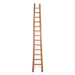 A BAMBOO LADDER with thirteen rungs, 44cm wide x 288cm high