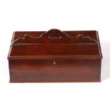 AN EARLY 19TH CENTURY PADAUK WOOD DISPATCH BOX with central pierced carrying handle and two hinged