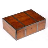 AN EARLY 19TH CENTURY COLONIAL CAMPHOR WOOD WHITE METAL MOUNTED TABLE TOP BOX 42.5cm wide x 29.5cm