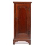 AN UNUSUAL LATE 18TH CENTURY OAK ESTATE MADE HALL CUPBOARD with single door with fielded panel