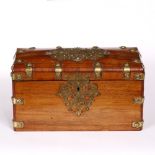 A VICTORIAN WALNUT TEA CADDY of rectangular form with engraved strapwork decoration and with twin