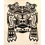 CHARLES B GREUL (b.1923, Canada) A native mask, screenprint on woven paper, 67.5cm x 54.5cm