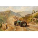 ALAN FEARNLEY (20TH CENTURY ENGLISH SCHOOL) An MG K3 magrette racing in the 1933 Mille Miglia,