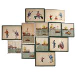 A GROUP OF FOUR 19TH CENTURY CHINESE RICE PAPER PICTURES depicting ships now mounted as place