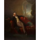 ENGLISH SCHOOL (EARLY 19TH CENTURY) A portrait of a young gentleman reclining on a chaise lounge,