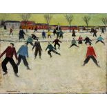 CORT JACOBSEN (1911 - 1967) Ice skaters, oil on canvas, signed lower left and dated 49cm, 63cm x