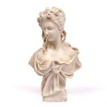 ADOLFO CIPRIANI (act. 1880-1930) bust of a lady with roses in her hair, alabaster, signed to the